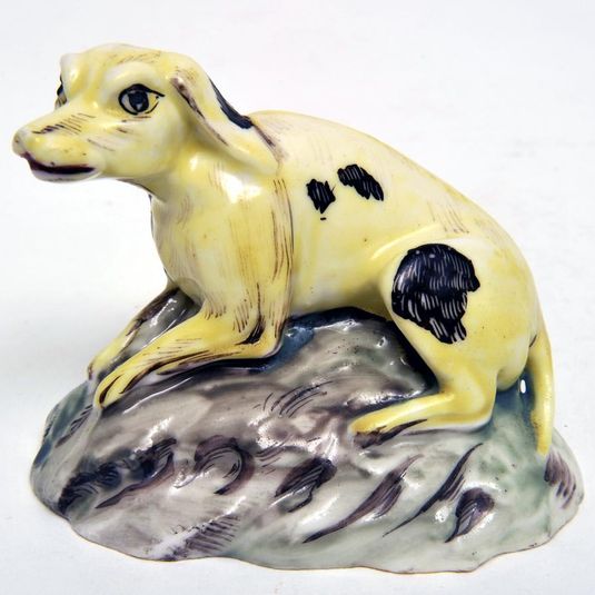 Figure of a hunting dog, probably a hound, c.1730-40