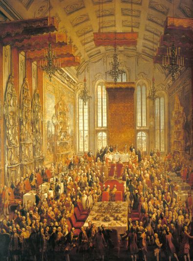 English Coronation Banquet for the Holy Roman Emperor Joseph II in Frankfurt 1764