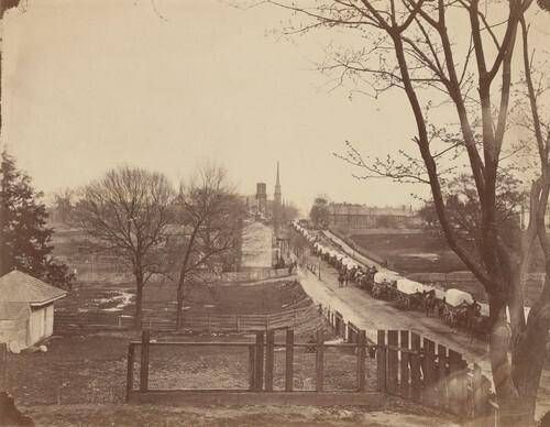 Train of Army Wagons Entering Petersburg, Virginia