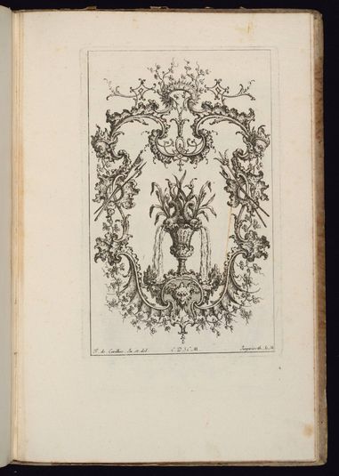 Cartouche with Vase and Dolphins, Livre d’ornements (Book of Ornaments)