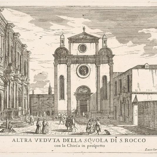 Plate 38: View of the facade of the church of St. Roch and at left the facade of the School of St. Roch, Venice, 1703, from "The buildings and views of Venice" (Le fabriche e vedute di Venezia)