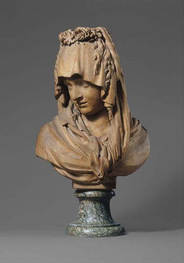 Bust of a Girl Veiled and Crowned with Flowers
