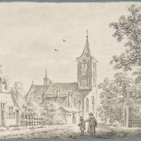 Village Street Scene with a Church