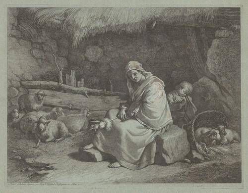 Interior of a Stable with a Seated Spinner and Sleeping Child