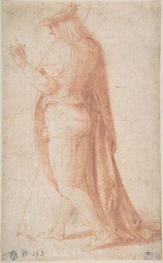 Young Man Standing in Profile Facing Left (recto); Sketch of Two Capitals (verso)