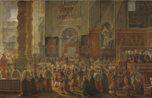 King Gustav III attending Christmas Mass in 1783, in St Peter's, Rome