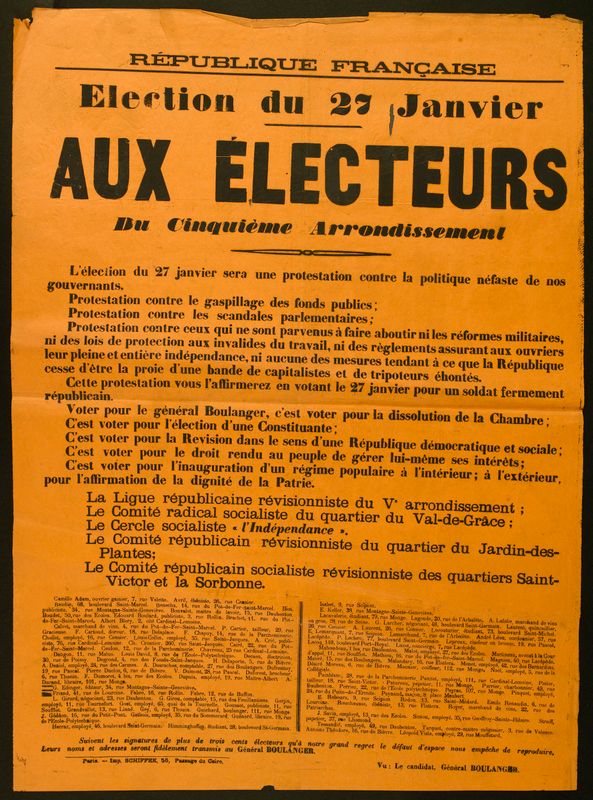 REPUBLIQUE FRANCAISE/ Election du 27 Janvier/ AUX ELECTEURS/ Du Cinquième Arrondissement