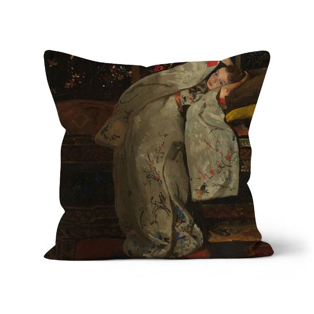 Girl in white kimono, George Hendrik Breitner, 1895 Cushion Smartify Essentials