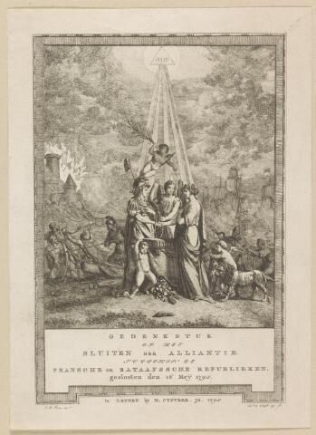 'Gedenkstuk op het sluiten der alliantie tusschen de Fransche en Bataafssche republieken. Geslooten den 16 Meij 1795'