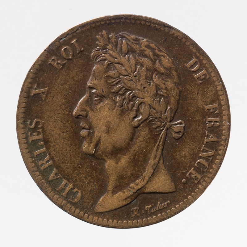 Pièce de 5 centimes des colonies francaises de Charles X, 1825