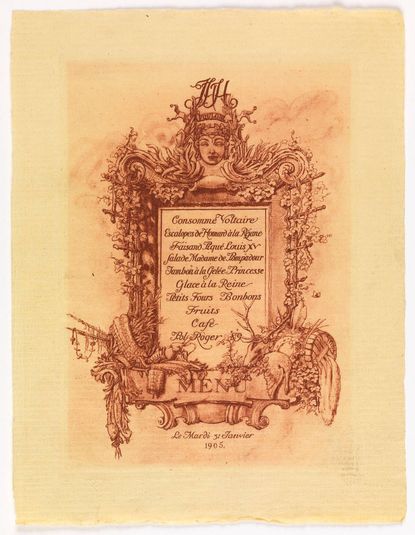 Menu for the Ball Given by James Hazen Hyde, January 31, 1905