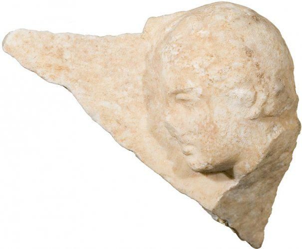Fragment Of An Attic Marble Grave Relief