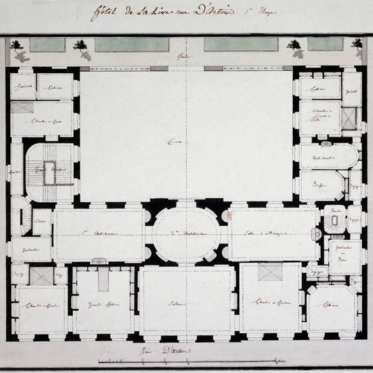 Plan du premier étage de l'hôtel de la Live rue d'Artois, actuel 8ème arrondissement.