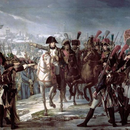 Napoleon harangues the 2nd Corps of the Grand Army on Lech Bridge in Augsburg on October 12, 1805
