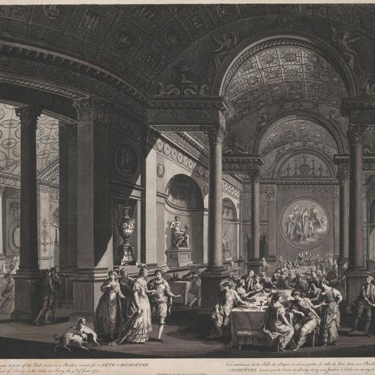 Inside view of the Supper-room & part of the Ball-room in a Pavilion erected for a Fete Champetre in the Garden of the Earl of Derby