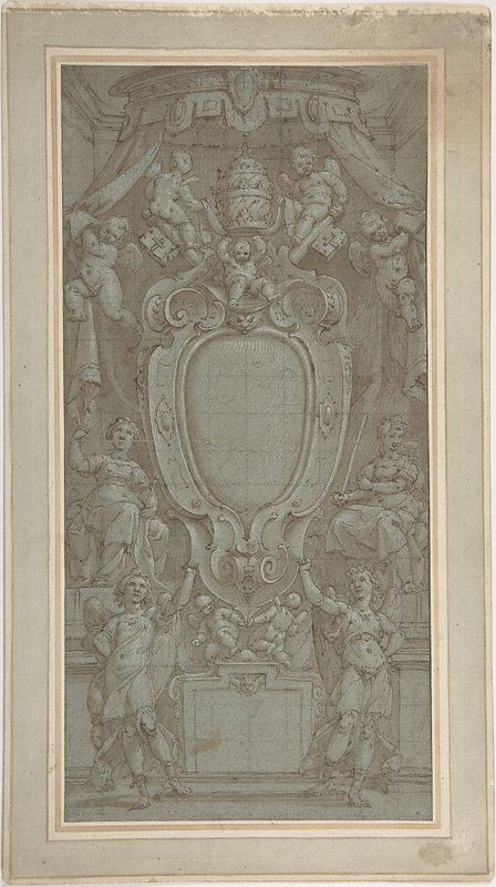 Modello for Ceiling Fresco with Papal Coat of Arms