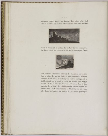 Album Chenay folio 11 verso, huitième page de texte et 2 gravures de dessins de Victor Hugo