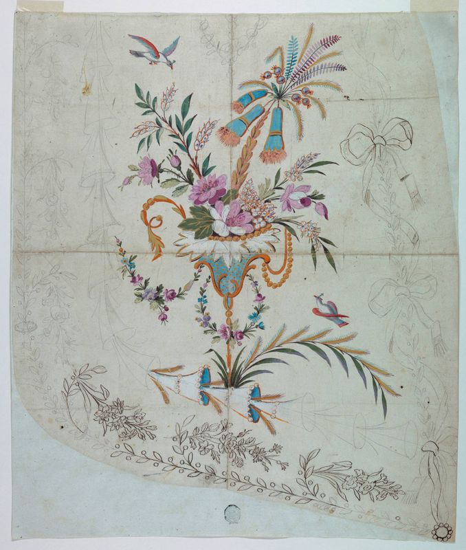 Design for the Embroidery of the Lower Part of an Overskirt of the "Fabrique de St. Ruf," Unfinished