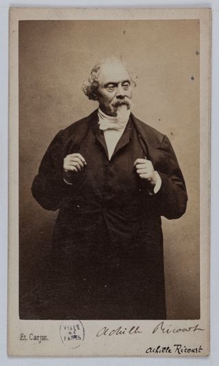 Portrait d'Achille Ricourt, artiste dramatique, directeur du Théâtre de la Tour d'Auvergne en 1867 et professeur de déclamation.