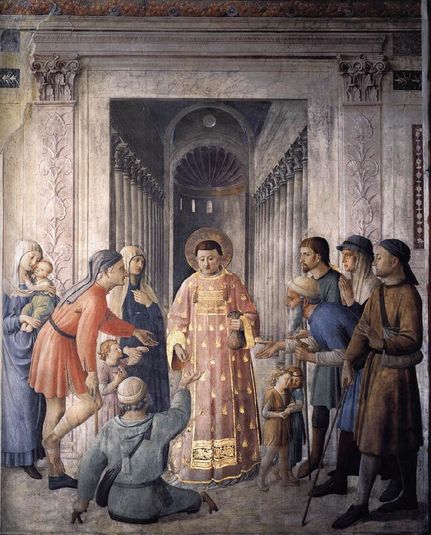 St. Lawrence giving alms