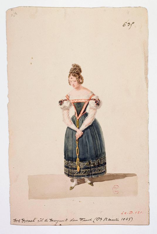 Costume de Mme Allan Dorval, rôle de Marguerite dans Faust (Porte-Saint-Martin, 1828)