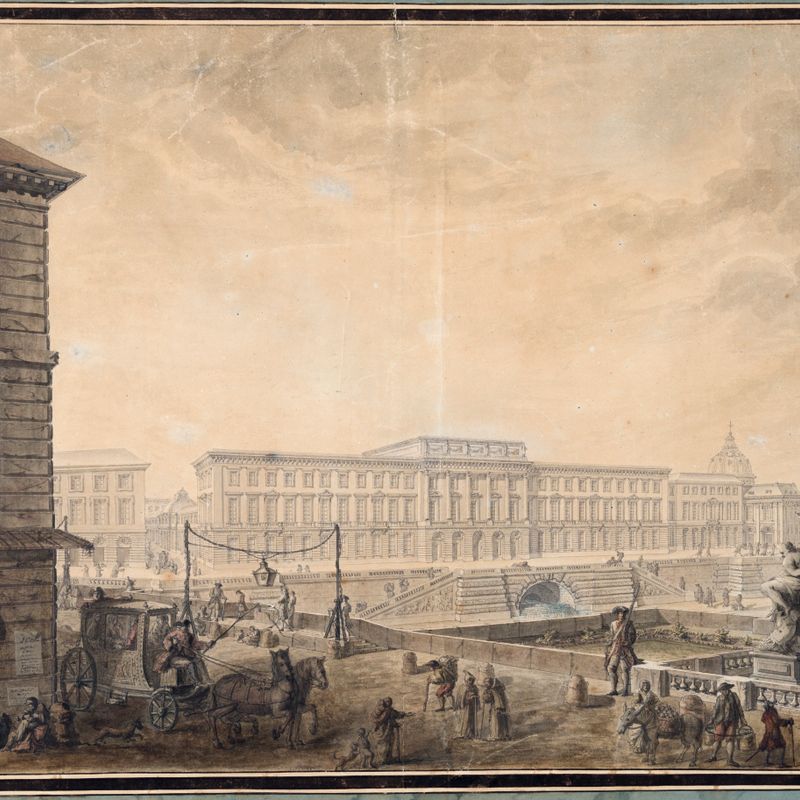 Vue du Pont-Neuf, de la boutique de l'Horloger, Noel Balthazar et l'Hôtel de la Monnaie, 1787