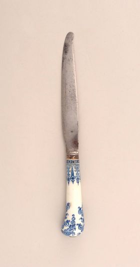 Knife with Blue Patterned Porcelain Handle