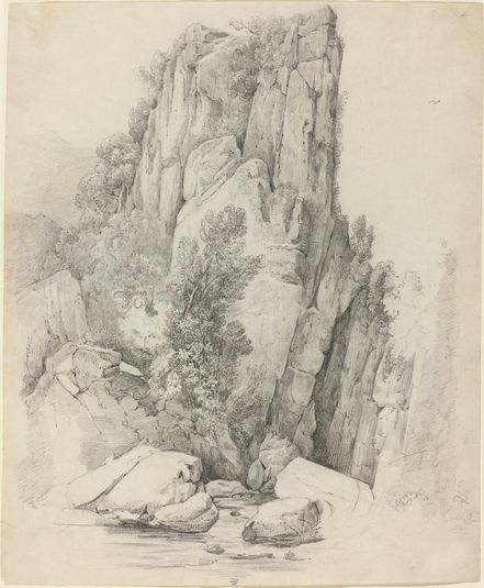 Rock Cliffs above a Stream