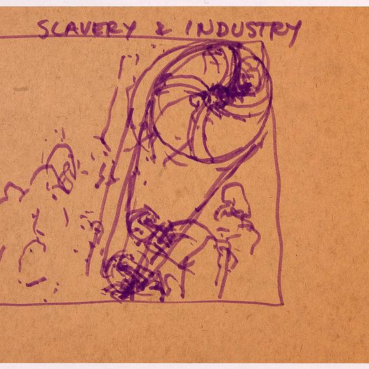 Preliminary sketch for mural The History of Labor in America, The 19th Century: Industry (U. S. Department of Labor, Washington, DC)