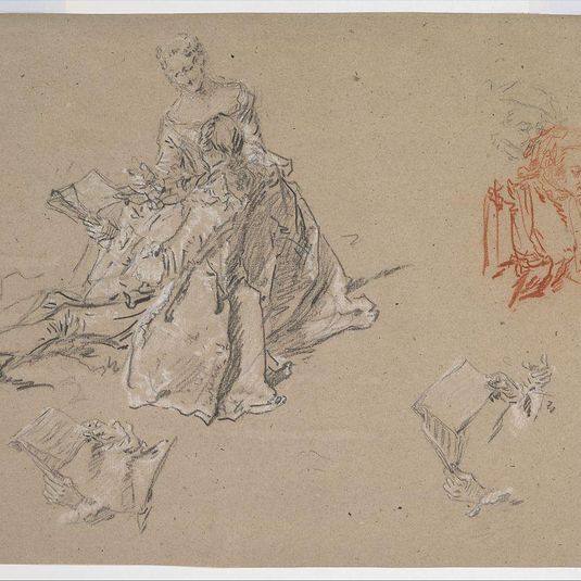 Studies of a Couple Seated on the Ground, Looking at a Songbook
