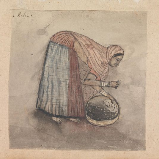 Woman Bending over Basket