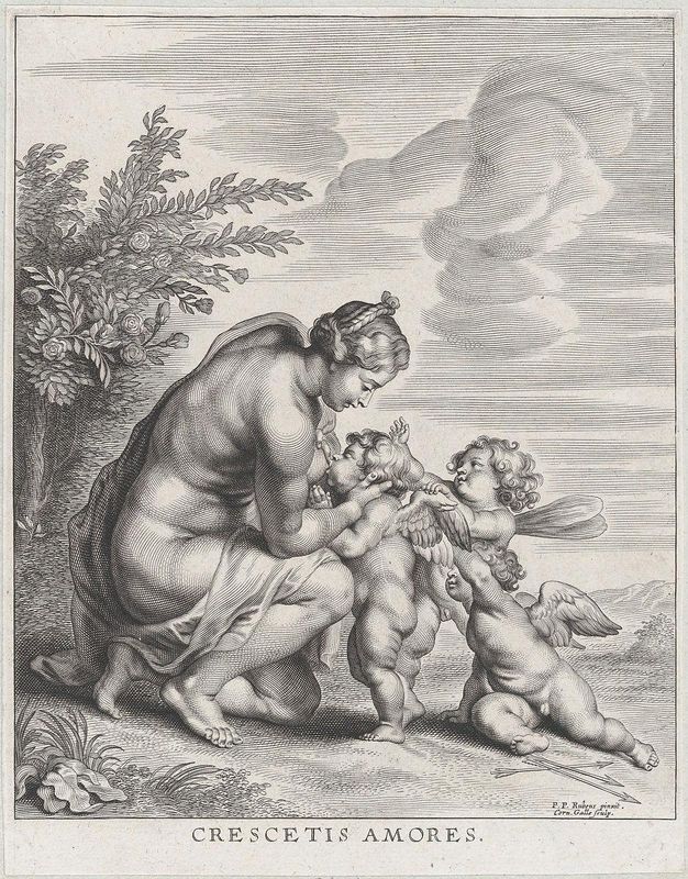 Venus nursing three Cupids in a landscape