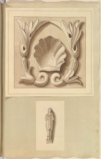 Carved Stone Ornamental Panel and Classical Female Figure