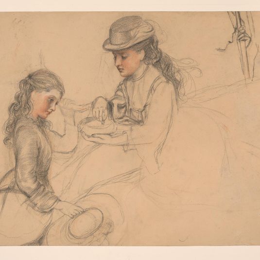Study of two girls, with a study of a hand to the right
