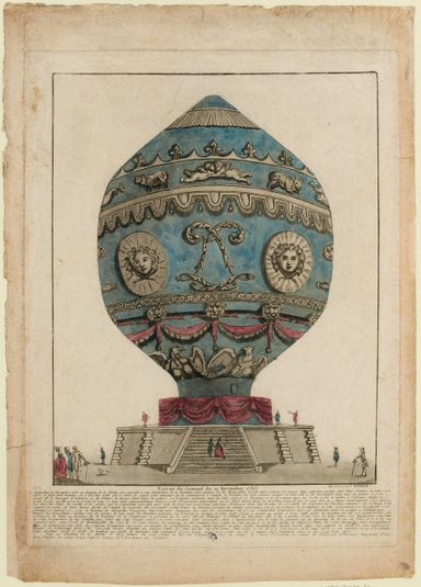 Expérimentation de la machine aérostatique de M. Montgolfier au château de la Muette. 21 novembre 1783