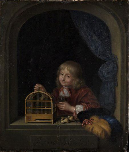 Boy with a Birdcage in a Window