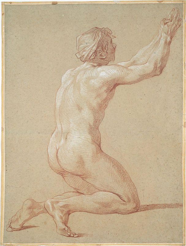 Kneeling Nude Youth with Raised Clasped Hands