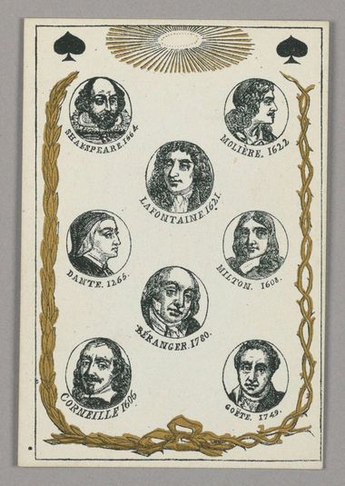 Great Writers, Playing Card from Set of "Cartes héroïques" or "Des grands hommes"
