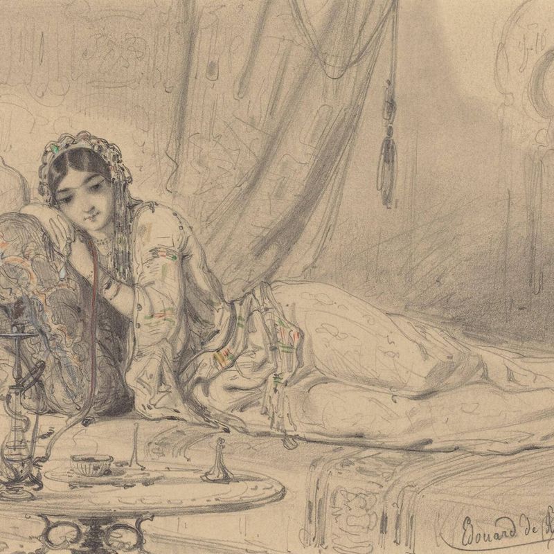 A Middle Eastern Woman Reclining in an Exotic Setting