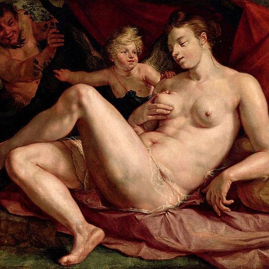 Venus and Cupid Spied on by a Satyr, formerly known as Jupiter and Antiope