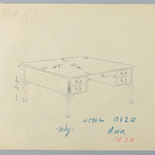 Design for Library Table with Lion-Paw Feet
