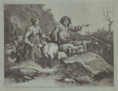Peasant Man with a Sack and Two Shepherdesses