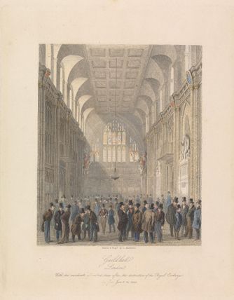 Guildhall, London, with the Merchants Assembled there after the Destruction of the Royal Exchange