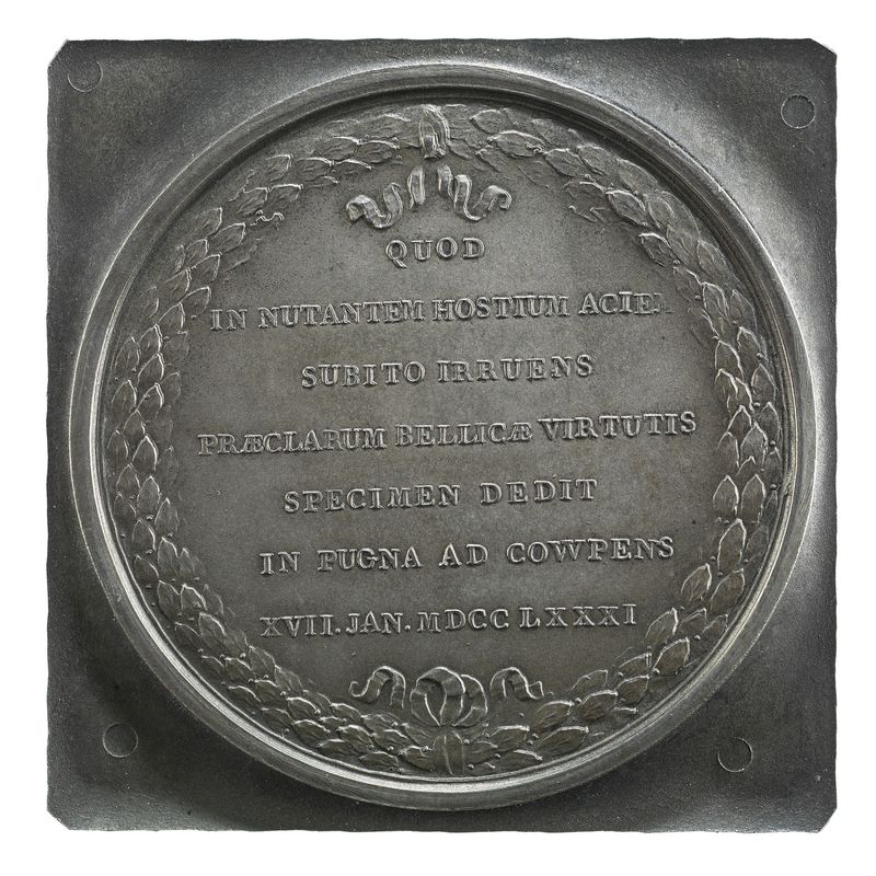 John Eager Howard at the Cowpens medal reverse trial strike, France, 1781 (Paris Mint)