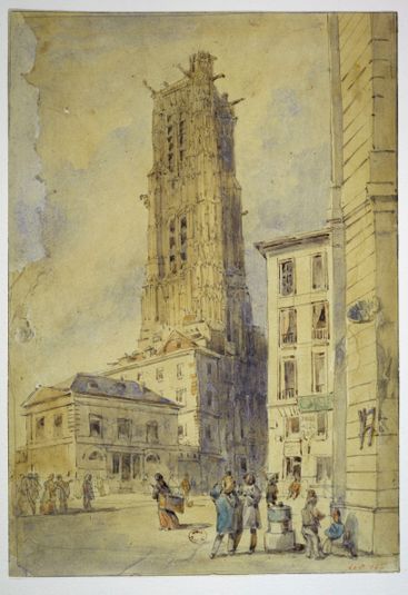 La Tour Saint-Jacques avant son dégagement, en 1836