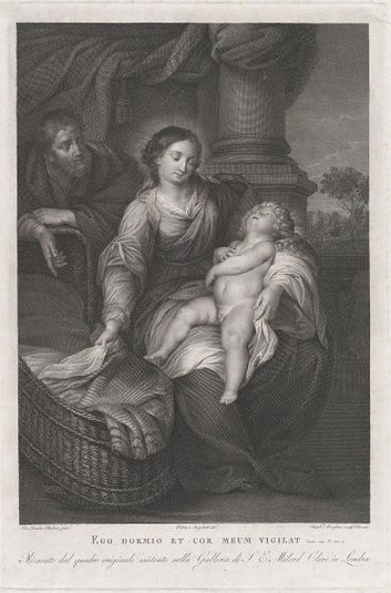 The Holy Family with Saint Elizabeth and the infant Saint John the Baptist, holding a goldfinch on a string