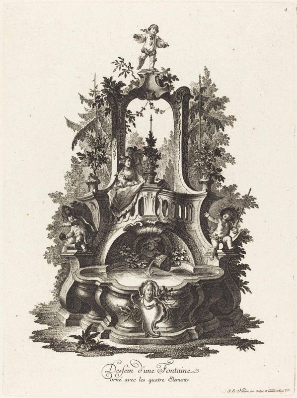Dessein d'une Fontaine orné avec les quatre Elements (Design for a Fountain Decorated with the Four Elements)