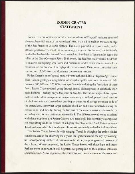 Roden Crater: Statement Book