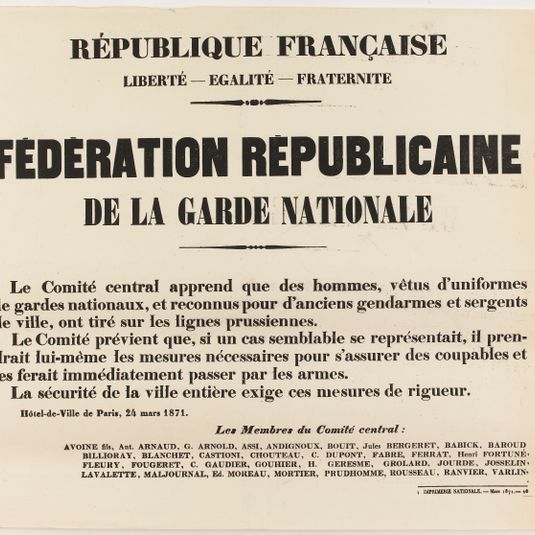 REPUBLIQUE FRANCAISE/ LIBERTE - EGALITE - FRATERNITE/ FEDERATION REPUBLICAINE/ DE LA GARDE NATIONALE