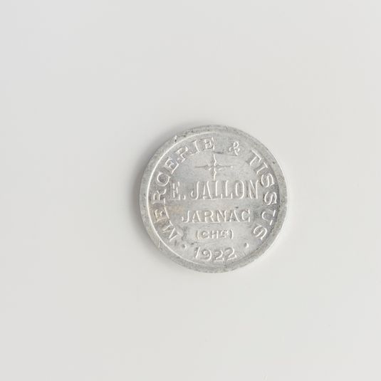 Bon pour 5 centimes de franc en marchandises à la mercerie E. Jallon à Jarnac, 1922